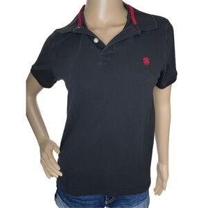 Izod Black Short Sleeve Polo Shirt With Red Logo